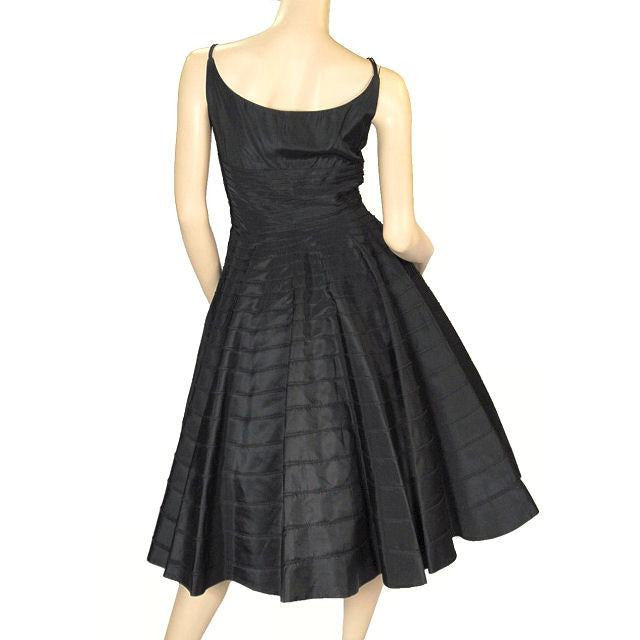 Vintage Black Taffeta Concentric Circle Skirt Dress W/Bolero 1950s 34-28-Free Cart2cart The Best Vintage Clothing