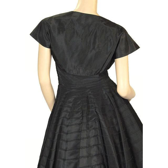 Vintage Black Taffeta Concentric Circle Skirt Dress W/Bolero 1950s 34-28-Free Cart2cart The Best Vintage Clothing