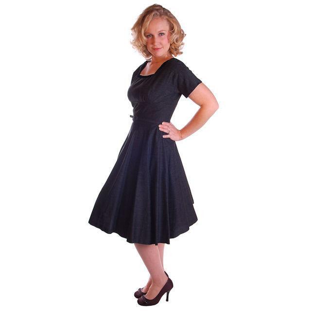 Charcoal Vintage Day Dress With Jacket Rhinestone Buttons 1950 36-29-Free Cart2cart The Best Vintage Clothing