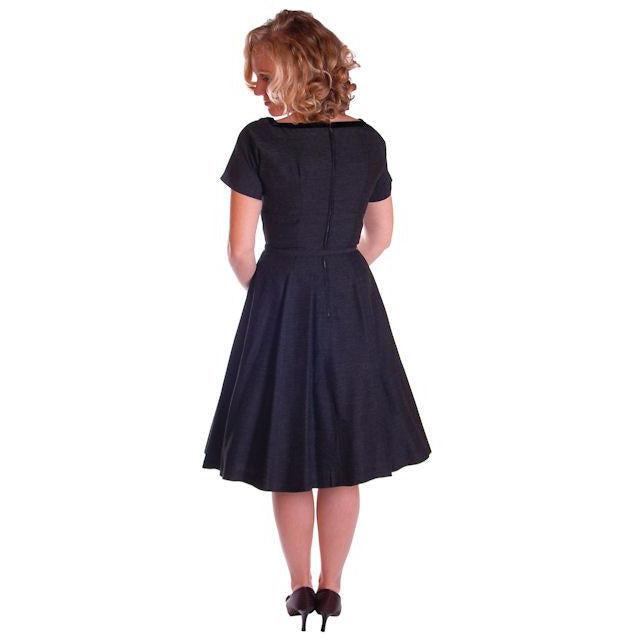 Charcoal Vintage Day Dress With Jacket Rhinestone Buttons 1950 36-29-Free Cart2cart The Best Vintage Clothing