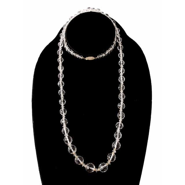 Vintage Estate Jewelry Necklace Rock Crystal Beads 14K 36" 1920 Women's,Jewelry The Best Vintage Clothing