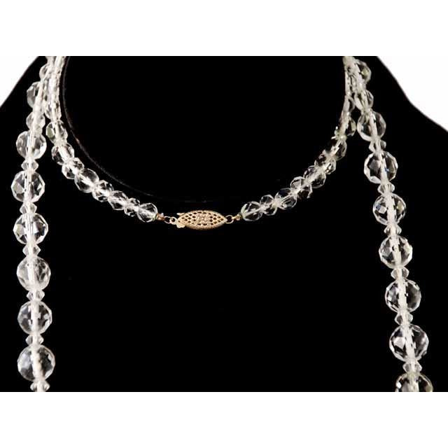 Vintage Estate Jewelry Necklace Rock Crystal Beads 14K 36" 1920 Women's,Jewelry The Best Vintage Clothing