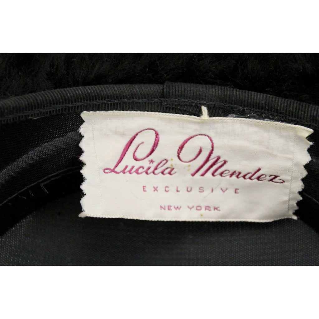 Vintage Lucila Mendez Exclusive Black Feather Saucer Hat 1950s Stunning Marvelous Maisel Church The Best Vintage Clothing