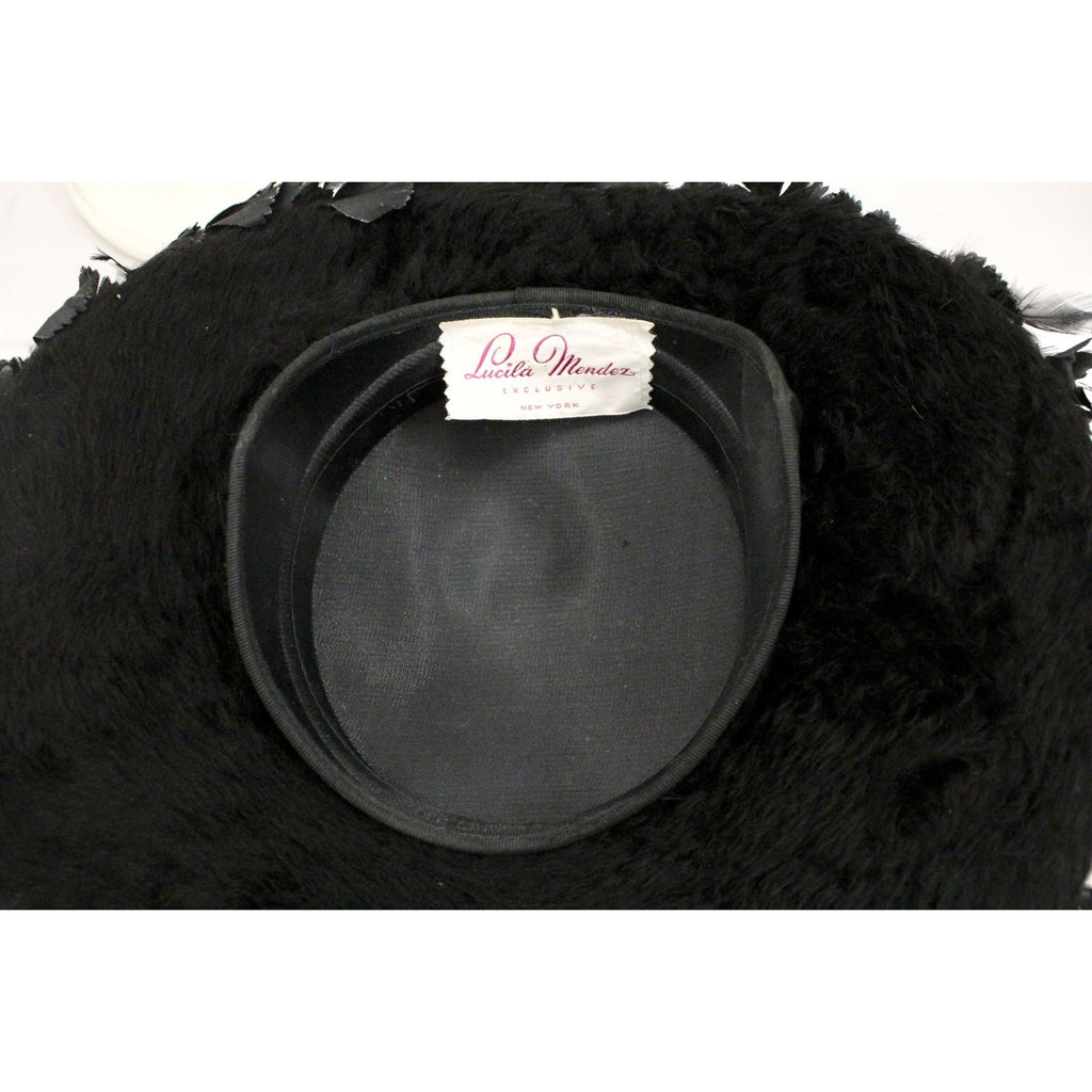 Vintage Lucila Mendez Exclusive Black Feather Saucer Hat 1950s Stunning Marvelous Maisel Church The Best Vintage Clothing
