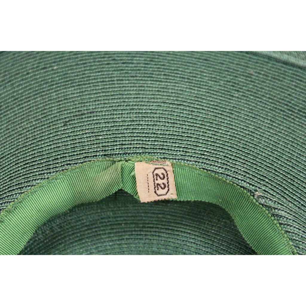 Vintage Green Straw Saucer Hat Wide Brim 1930s Church Womens The Best Vintage Clothing