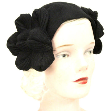 Vintage Womens Black Felt EarMuff Hat 1930s John Wanamaker O/S The Best Vintage Clothing