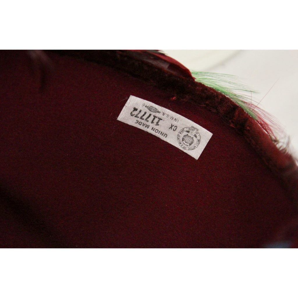 VTG 1950s Pheasant Feather Cloche Red Turquoise Green Church Stunning Large The Best Vintage Clothing