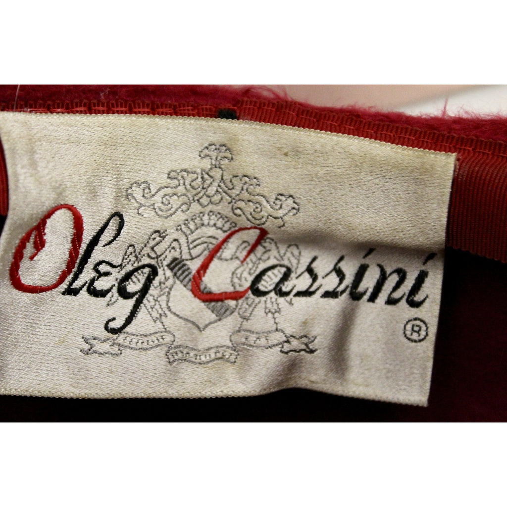 Vintage Oleg Cassini Tuban 1950s Pillbox Dark Pink Fur Felt 23" Embellished Church The Best Vintage Clothing