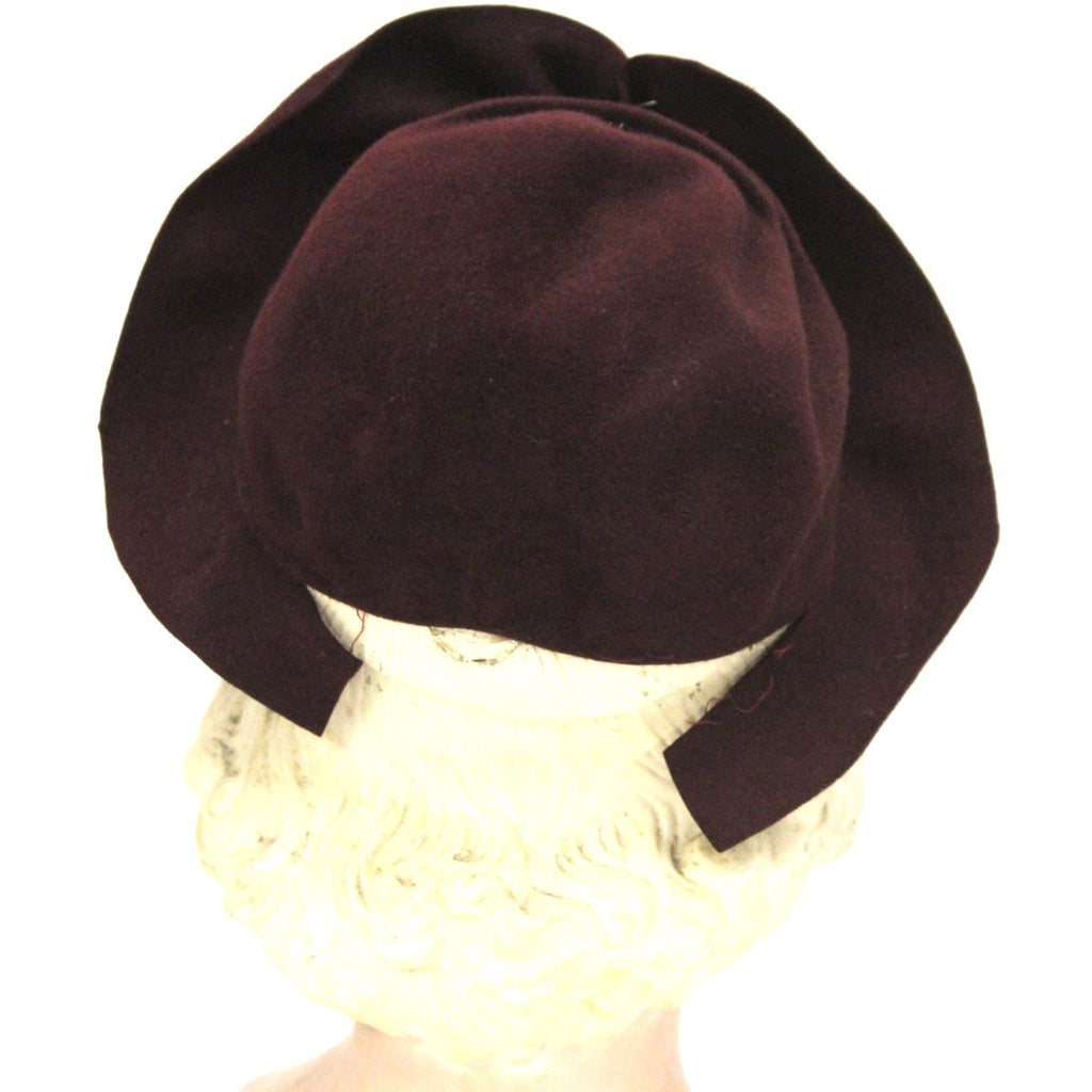 Vintage 1930s Semi-Cloche Hat Maroon Red Huge Clear Lucite Hatpin O/S The Best Vintage Clothing