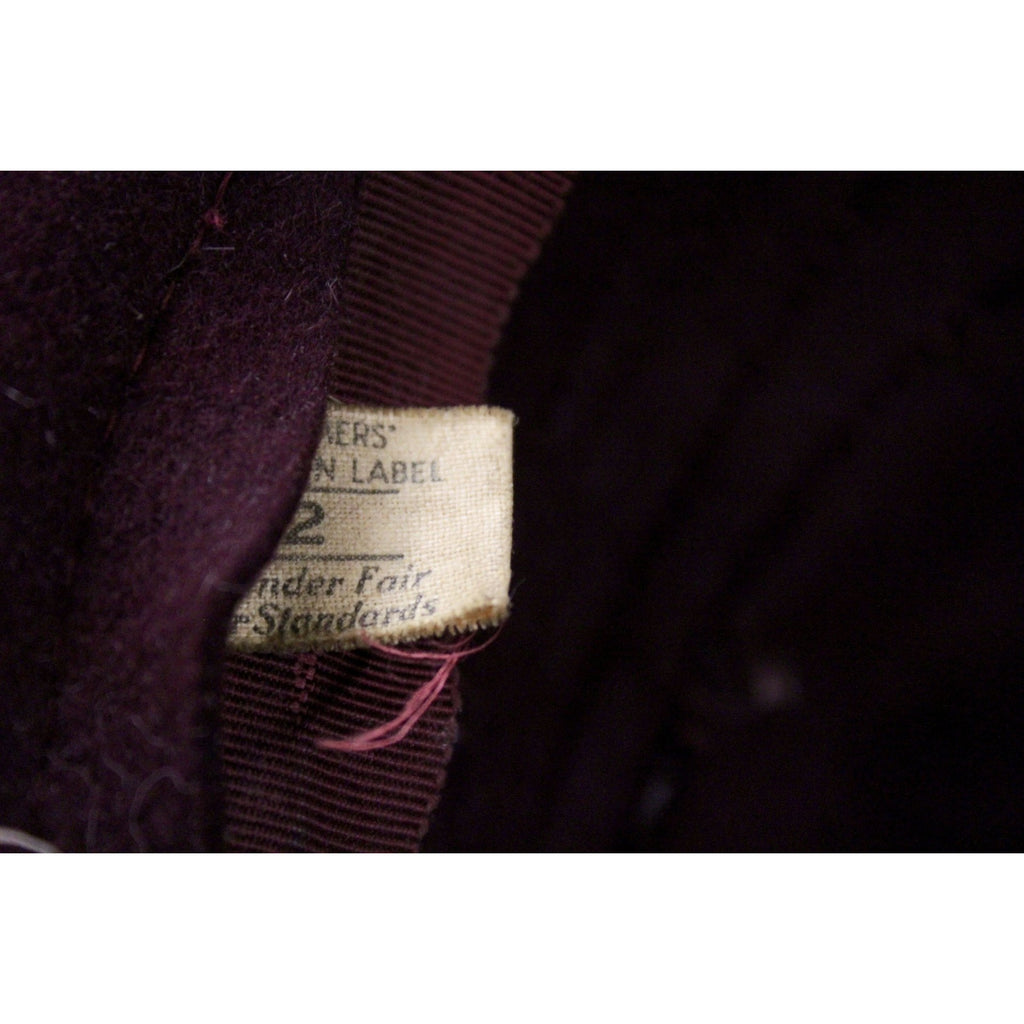 Vintage 1930s Semi-Cloche Hat Maroon Red Huge Clear Lucite Hatpin O/S The Best Vintage Clothing