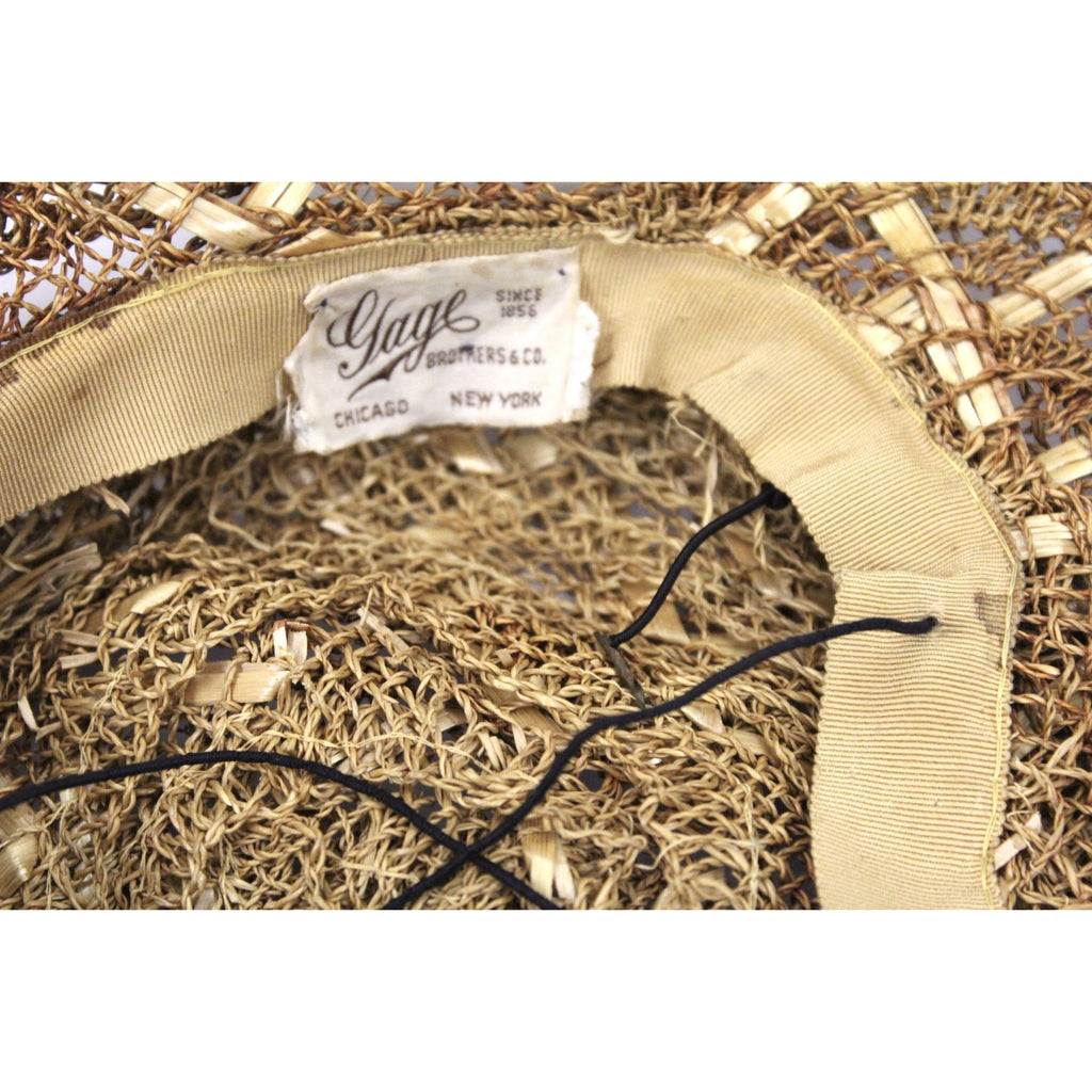 Vintage Gage Wide Brimmed Straw Hat Natural Open Weave 1930s O/S Guernsey Pie The Best Vintage Clothing