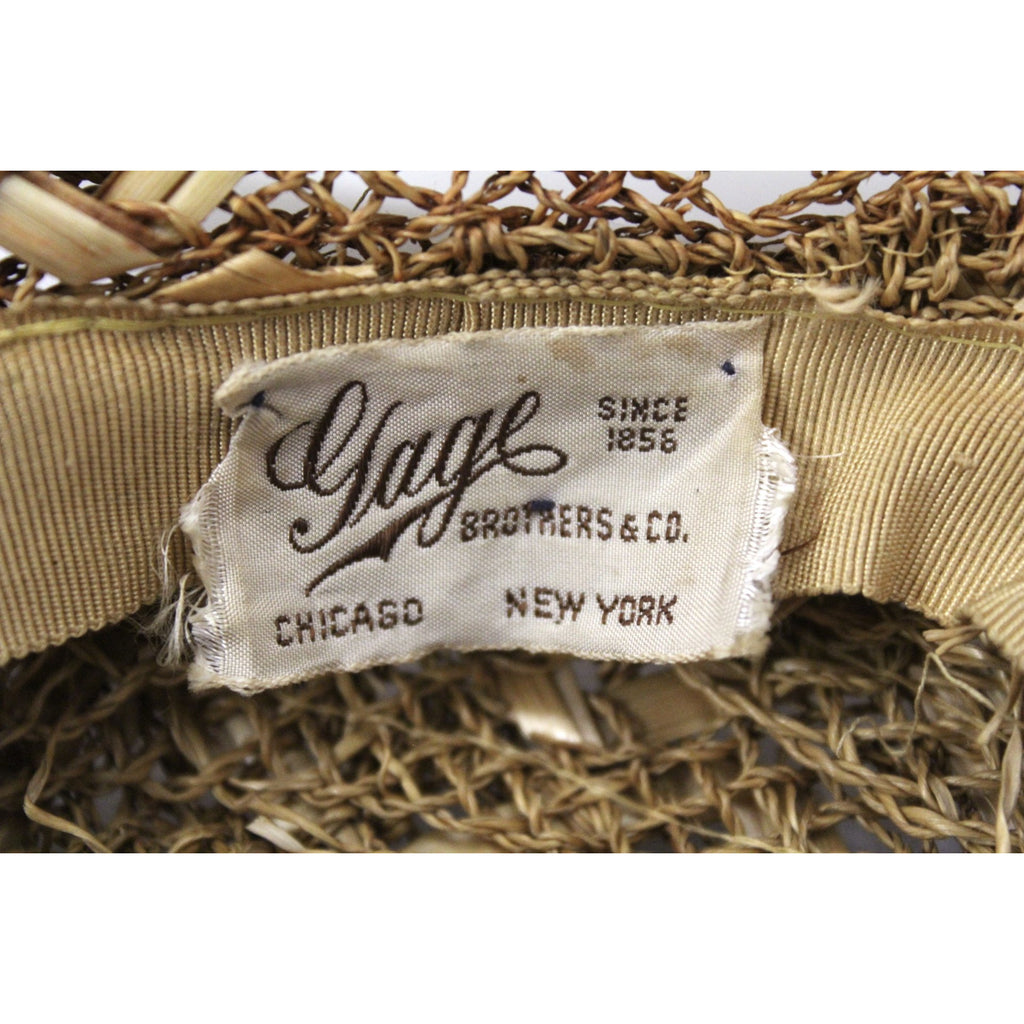 Vintage Gage Wide Brimmed Straw Hat Natural Open Weave 1930s O/S Guernsey Pie The Best Vintage Clothing