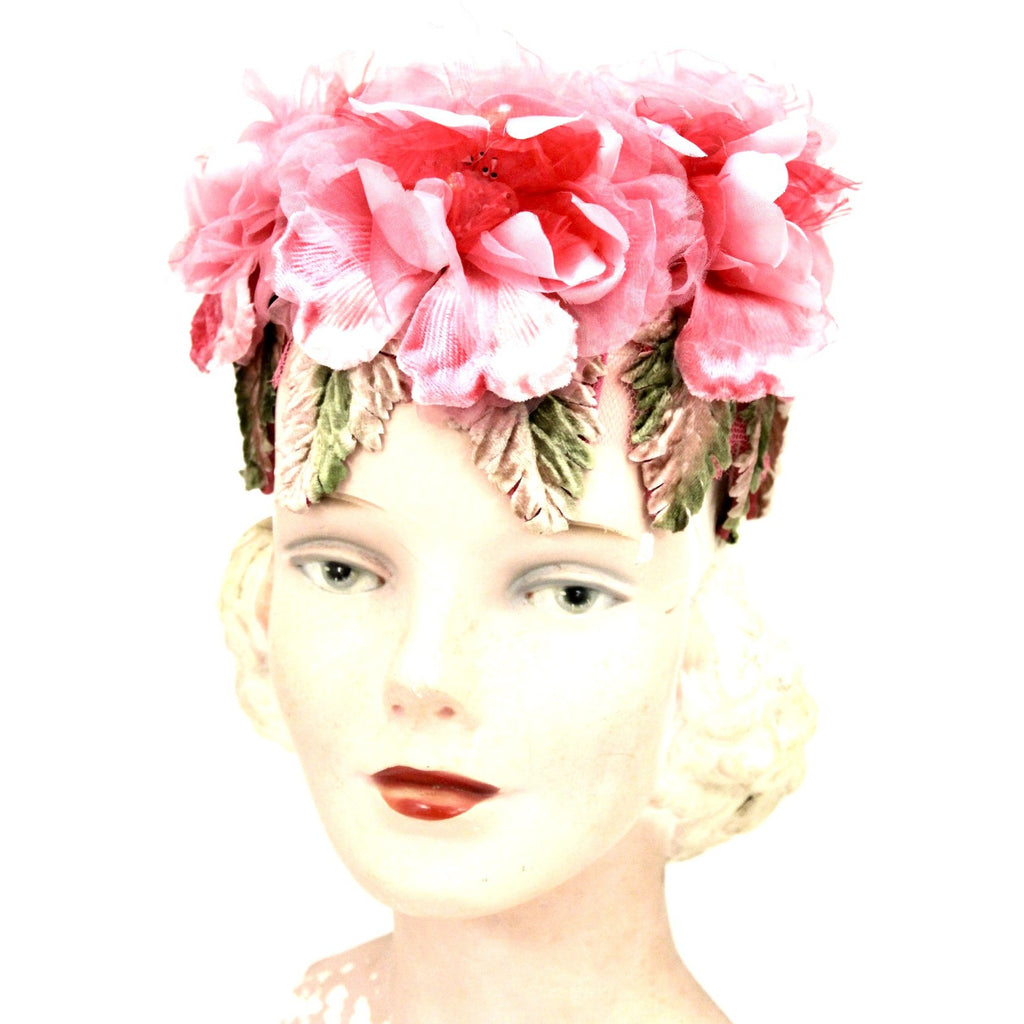 Vintage 1950s Garden Party Pillbox Hat Valerie Modes Pink Flowers One Size Tea Party The Best Vintage Clothing