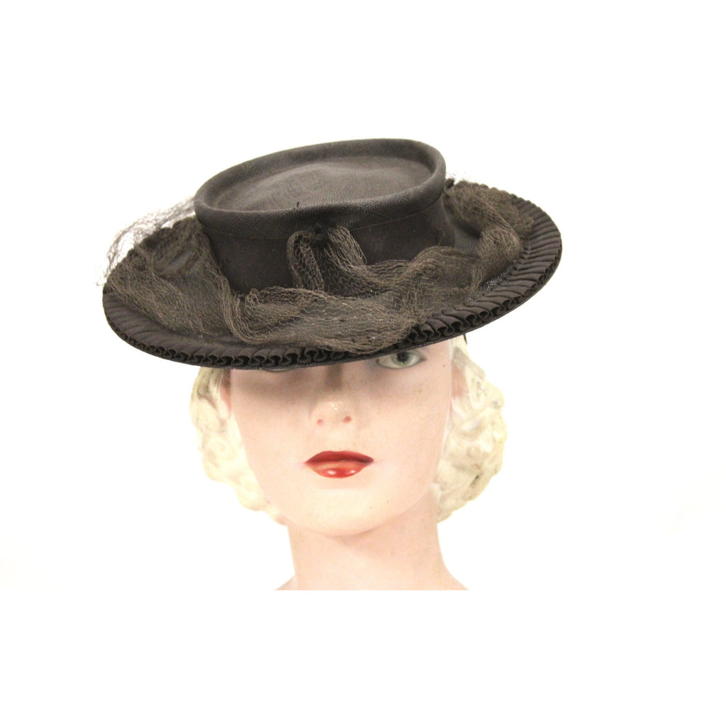 Vintage Brown Brimmed Sailor Fascinator Hat Fine Straw 1940s Gimbles Guernsey Pie The Best Vintage Clothing