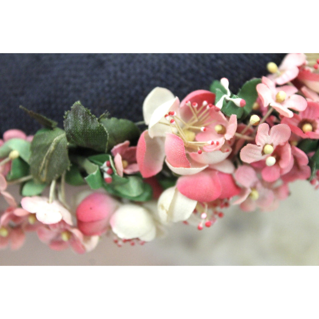 Vintage Navy Blue Straw Saucer Hat Wide Brim Flowers 1950s Church Womens Marvelous Maisel The Best Vintage Clothing