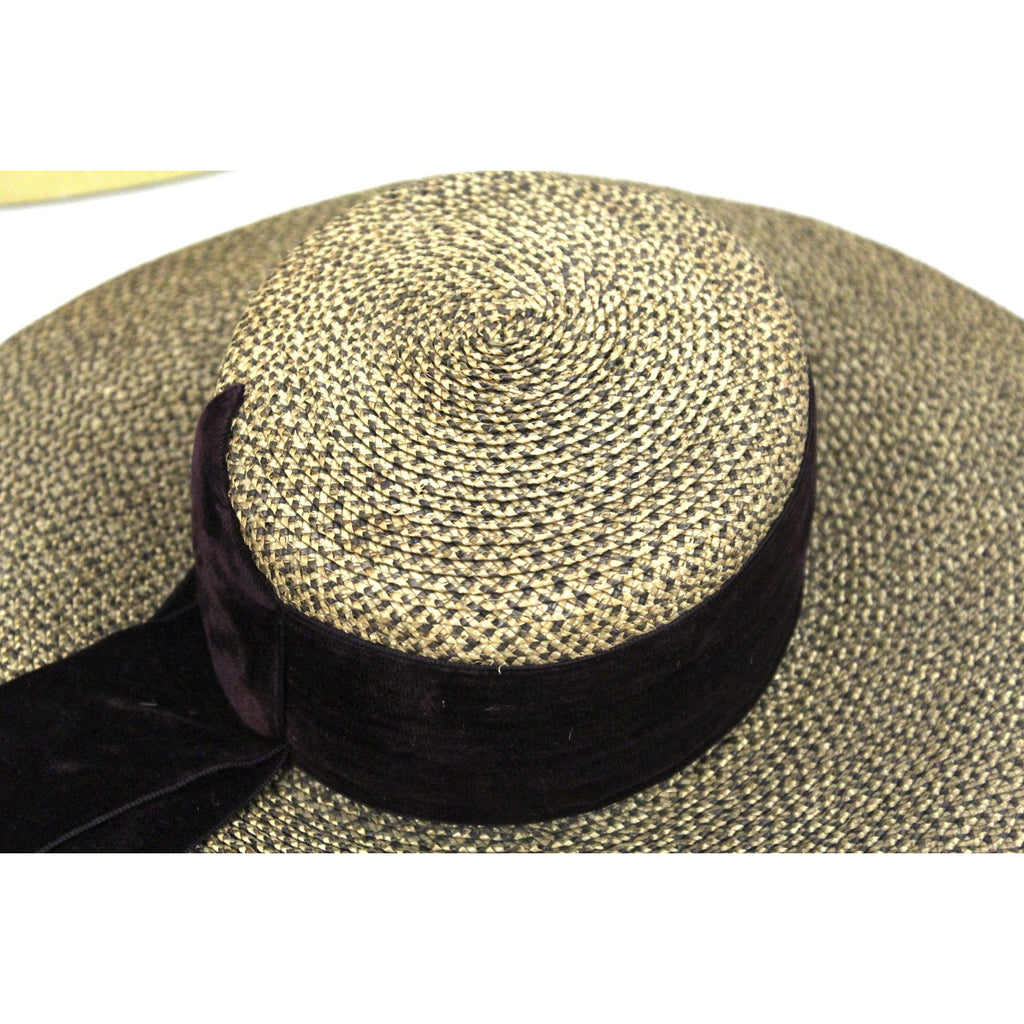 Antique Edwardian Wide Brimmed Ladies Hat 2 Tone Bronze Straw 6 1/4 Small Head The Best Vintage Clothing