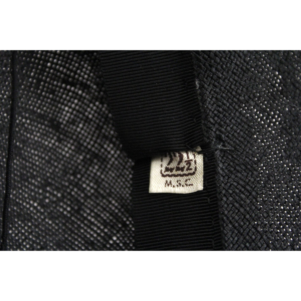 Vintage Wide Brim Black Straw Hat 1950s Church Saucer Hat Pink Flowers Veil Maisel The Best Vintage Clothing