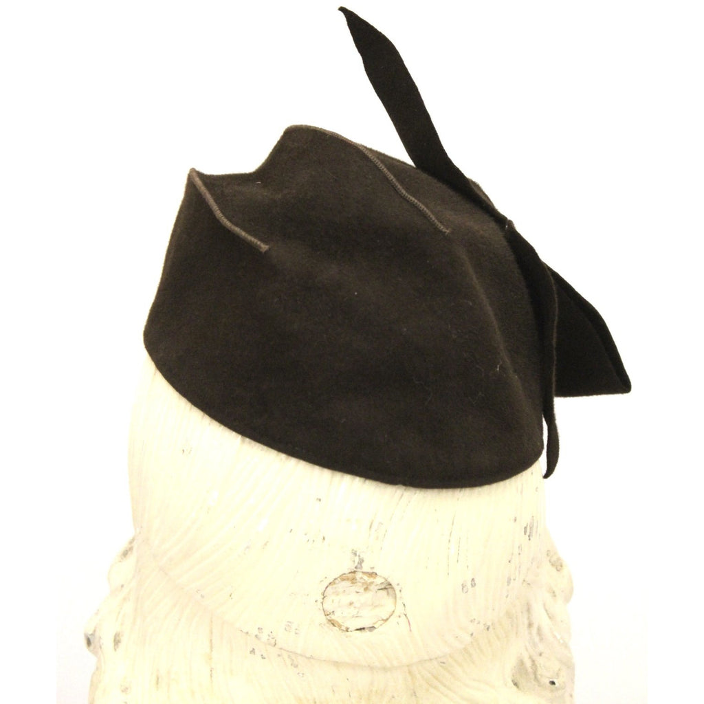 Vintage Womens Felt Hat Late 1930s Military Style Brown O/S The Best Vintage Clothing