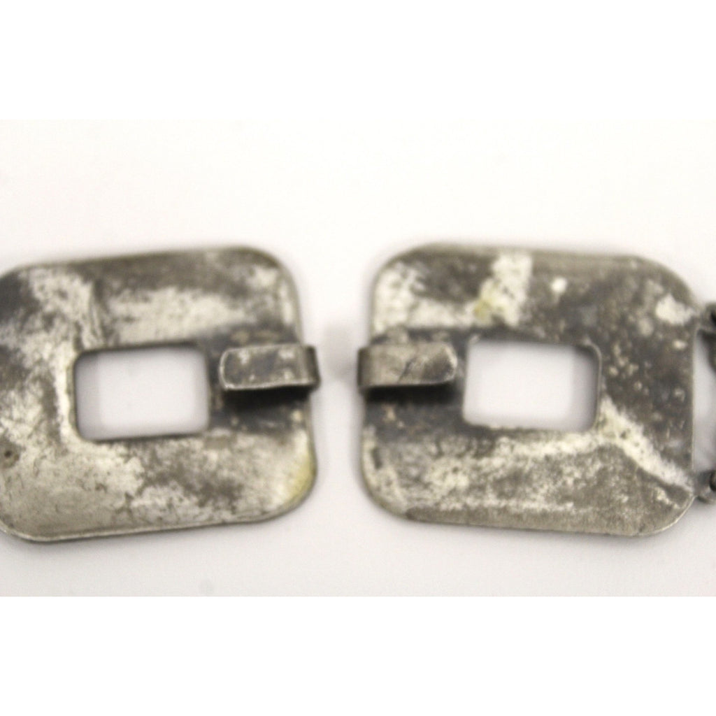 Antique Victorian Chain Segment Belt Huge Amethyst Purple Glass Stones Cubist 34" Square Dark Silver Necklace The Best Vintage Clothing