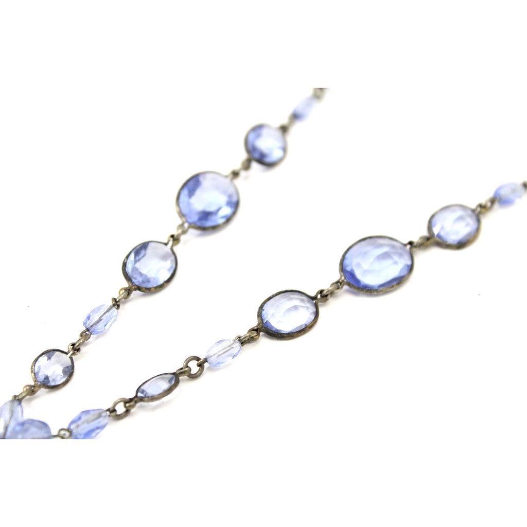 Vintage Cobalt Blue Glass Pendant Necklace 1910s Edwardian Titanic 22" The Best Vintage Clothing