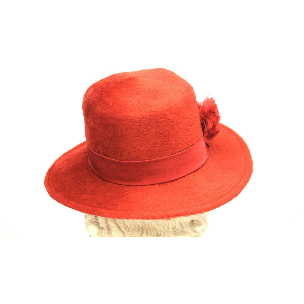 Vintage Adolfo Realities Red Fur Felt Brimmed Hat Church 1960s Chinstrap The Best Vintage Clothing