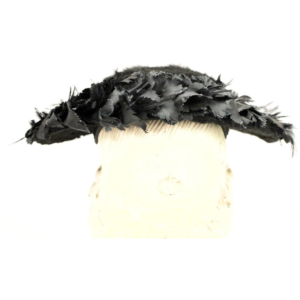 Vintage Lucila Mendez Exclusive Black Feather Saucer Hat 1950s Stunning Marvelous Maisel Church The Best Vintage Clothing