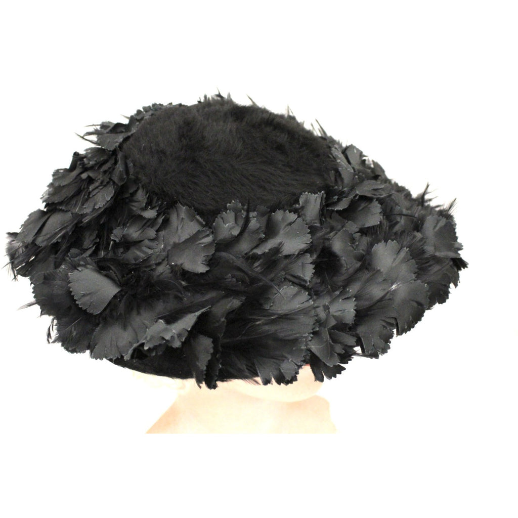 Vintage Lucila Mendez Exclusive Black Feather Saucer Hat 1950s Stunning Marvelous Maisel Church The Best Vintage Clothing