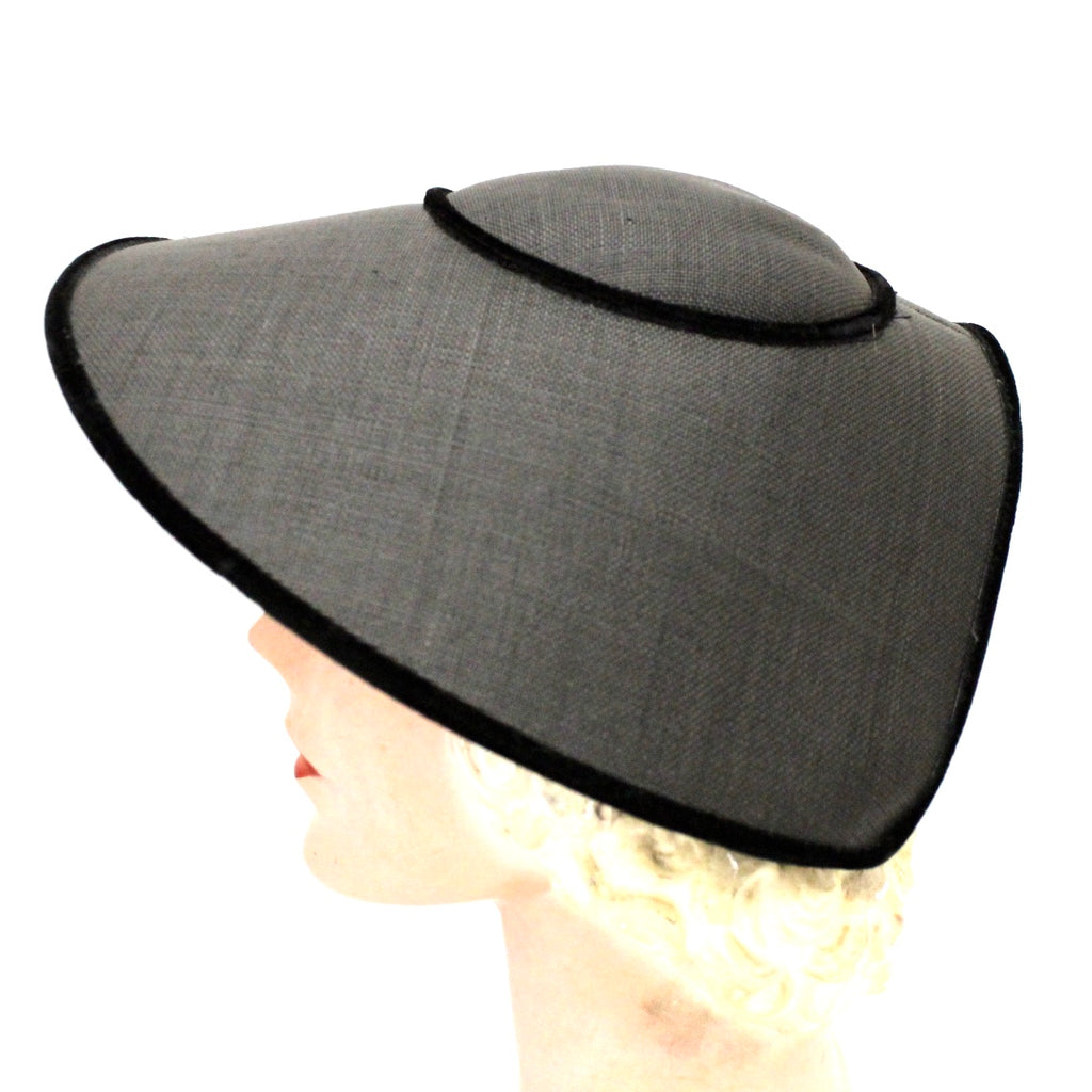 Vintage Wide Brimmed Saucer Hat Teardrop Black Straw Yellow Rose 1950s Church Marvelous Maisel The Best Vintage Clothing