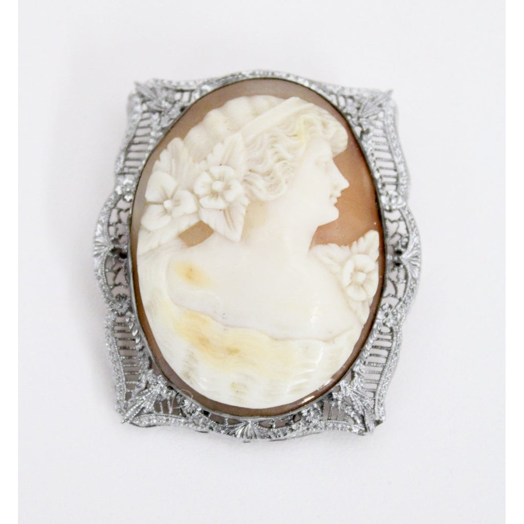 Antique Victorian Otsby Barton Shell Cameo OB Sterling Titanic Provenance Filigree The Best Vintage Clothing