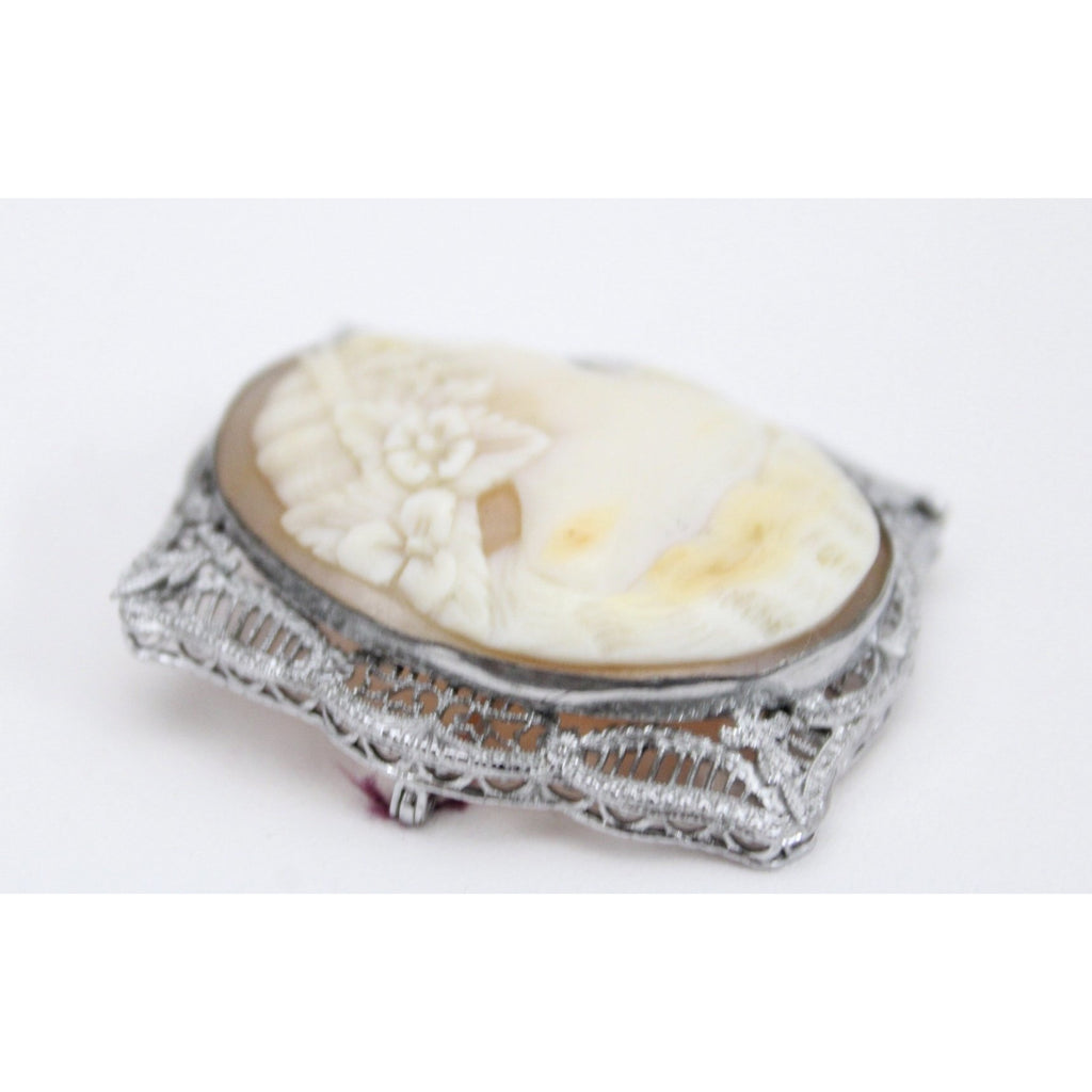 Antique Victorian Otsby Barton Shell Cameo OB Sterling Titanic Provenance Filigree The Best Vintage Clothing
