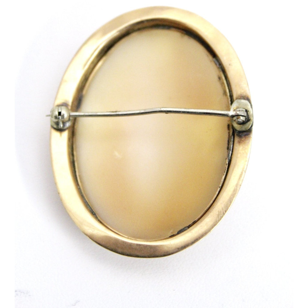 Shell Cameo "Orpheus" w/Lyre Brooch 10K Yellow Gold 1837-1910 Large 2" 8 Grams The Best Vintage Clothing