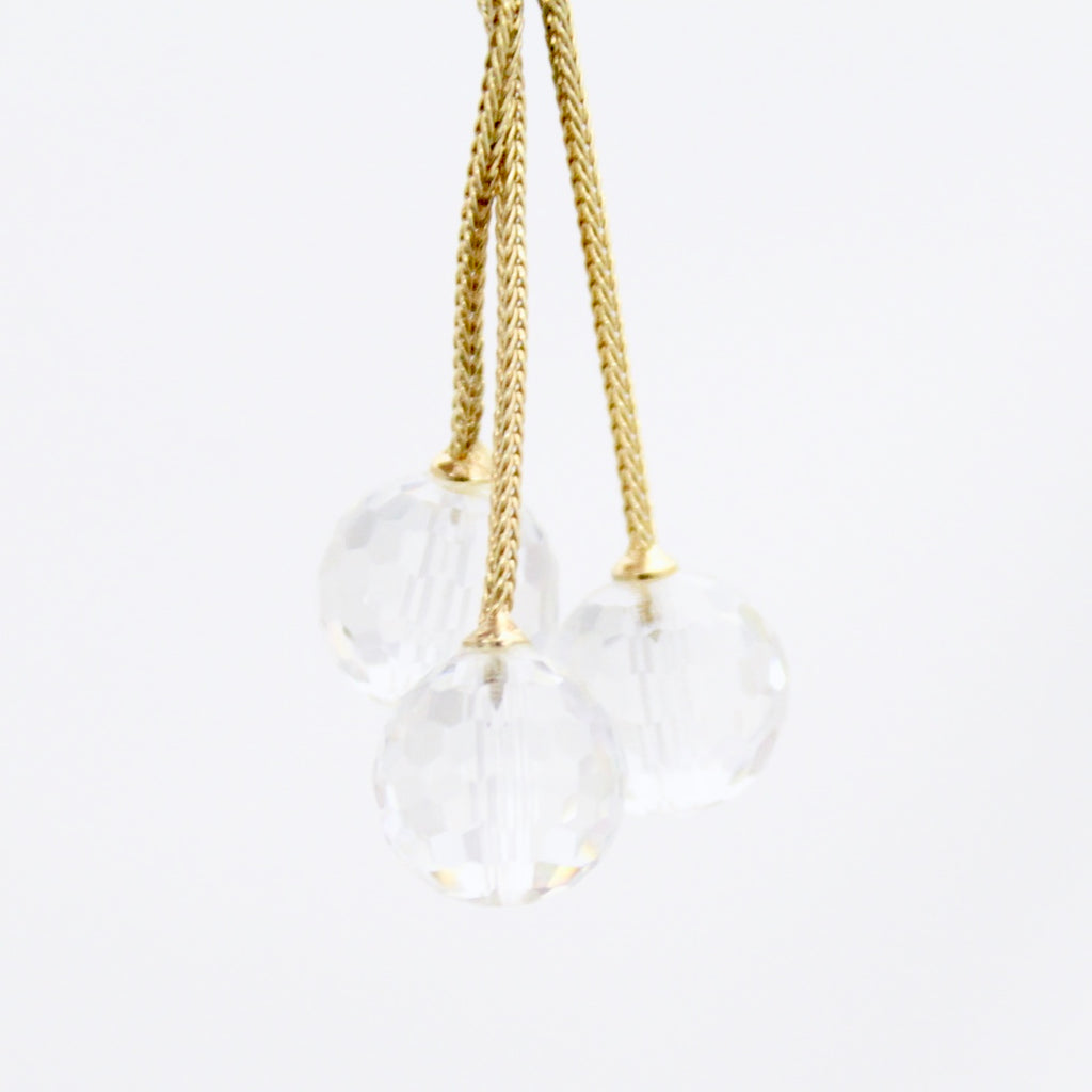 Vintage CINER signed Clip on Earrings Gold Triple Crystal Ball Drop Dangle 1 1/2" The Best Vintage Clothing