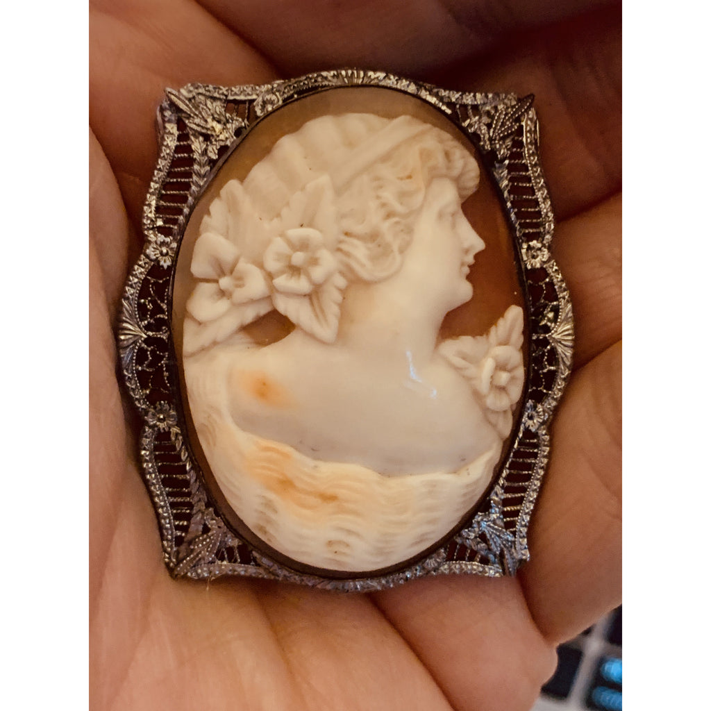 Antique Victorian Otsby Barton Shell Cameo OB Sterling Titanic Provenance Filigree The Best Vintage Clothing