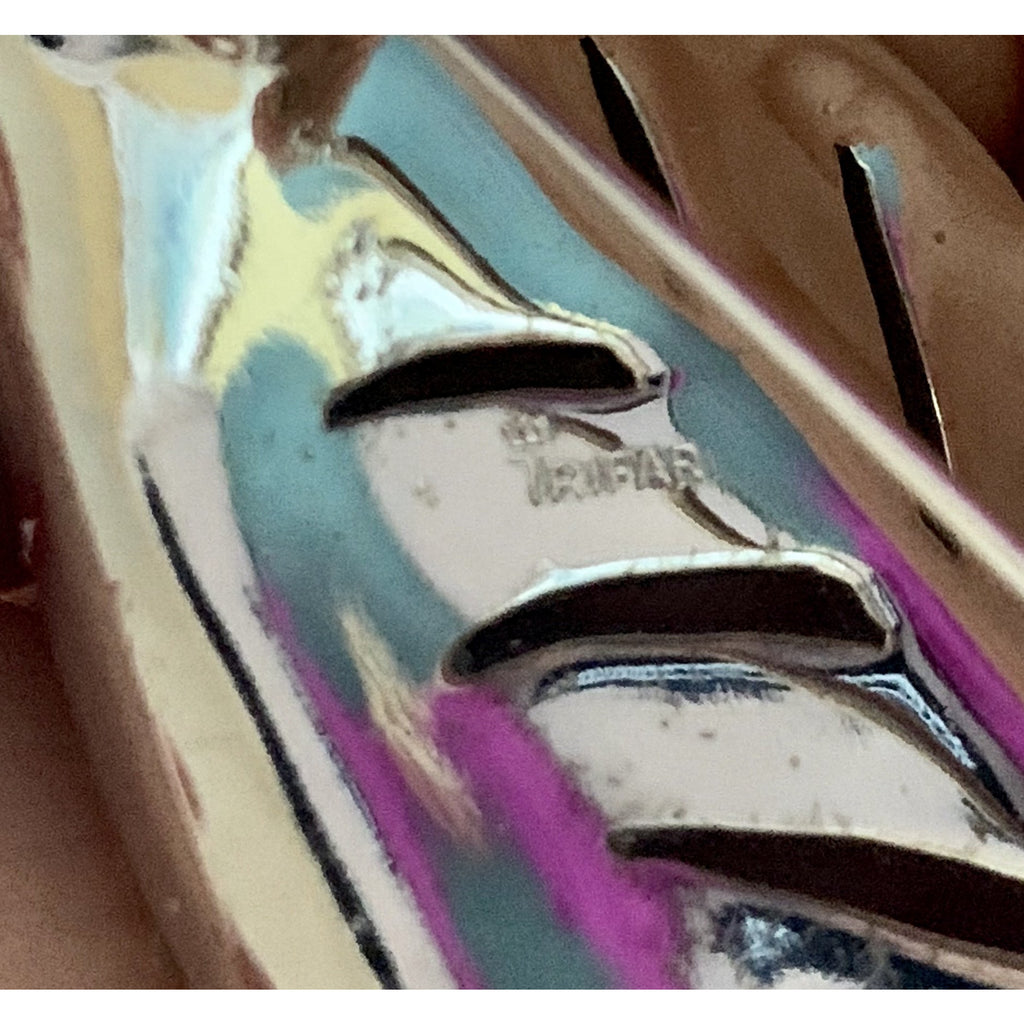 VINTAGE Trifari 'Alfred Philippe' Pave and Baguettes Rhodium 1950s Curling Leaf Pin 2" The Best Vintage Clothing