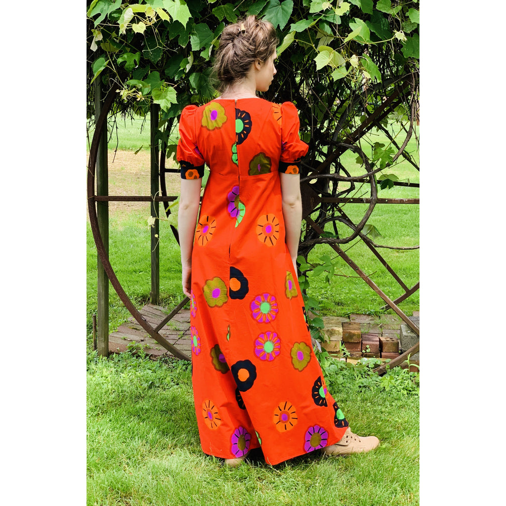 Vintage ”Nekku” by Katsuji Wakisaka Cotton Maxi Dress S Red Print 1970s Babydoll marimekko The Best Vintage Clothing