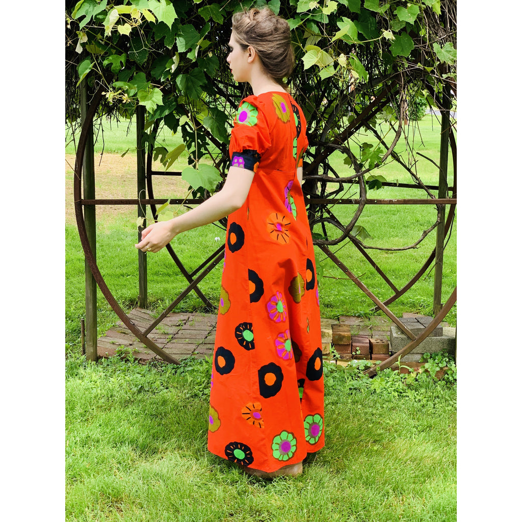 Vintage ”Nekku” by Katsuji Wakisaka Cotton Maxi Dress S Red Print 1970s Babydoll marimekko The Best Vintage Clothing