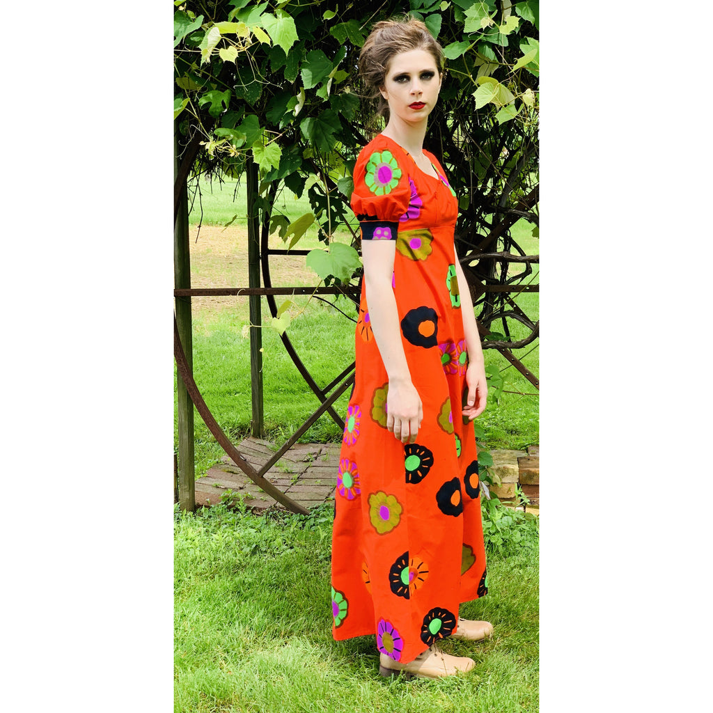 Vintage ”Nekku” by Katsuji Wakisaka Cotton Maxi Dress S Red Print 1970s Babydoll marimekko The Best Vintage Clothing