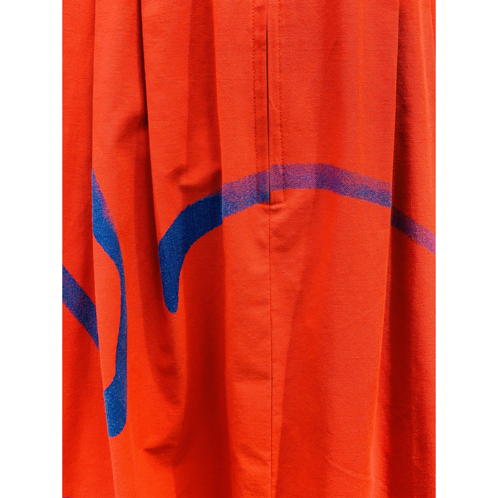 Vintage Vuokko Womens Dress XXS Bright Red Blue Abstract Print Cotton 1970s marimekko The Best Vintage Clothing