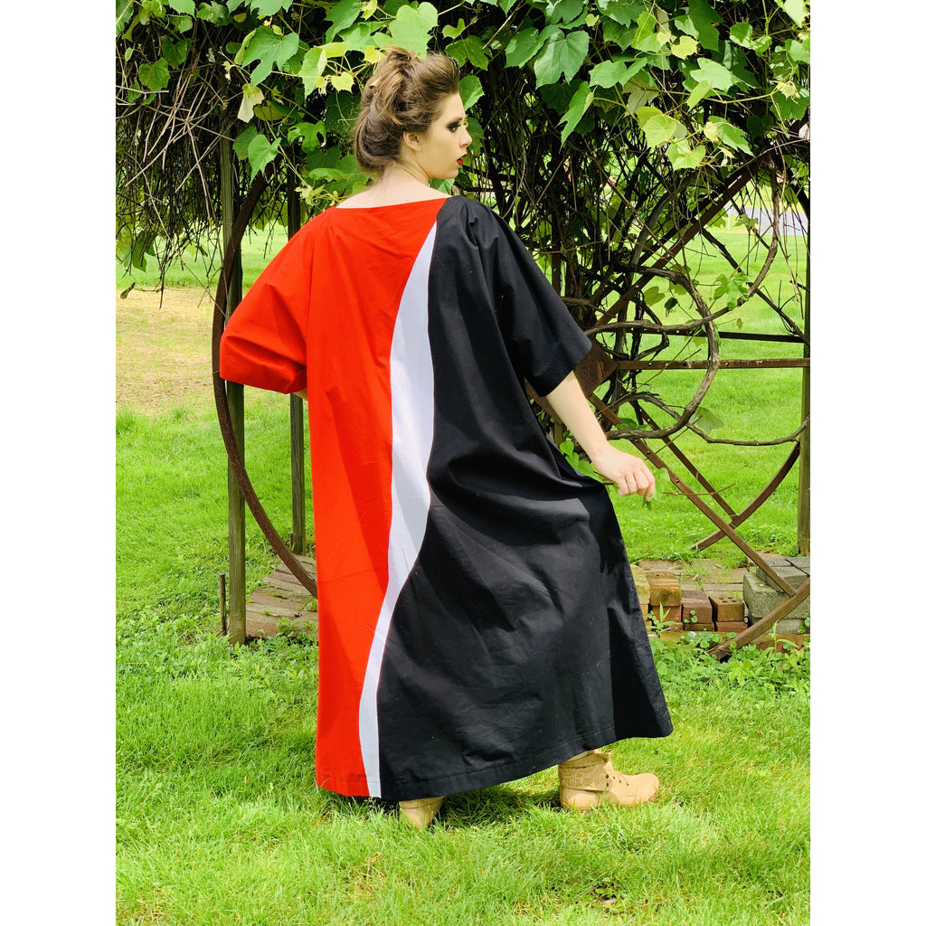 Vintage Marimekko Maxi Gown Red Black Cotton 1976 Sz M Striking marimekko The Best Vintage Clothing
