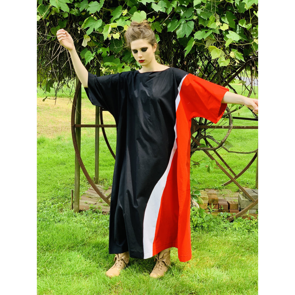 Vintage Marimekko Maxi Gown Red Black Cotton 1976 Sz M Striking marimekko The Best Vintage Clothing