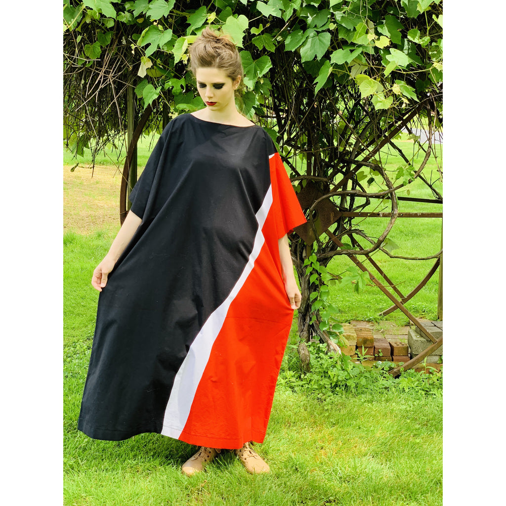Vintage Marimekko Maxi Gown Red Black Cotton 1976 Sz M Striking marimekko The Best Vintage Clothing