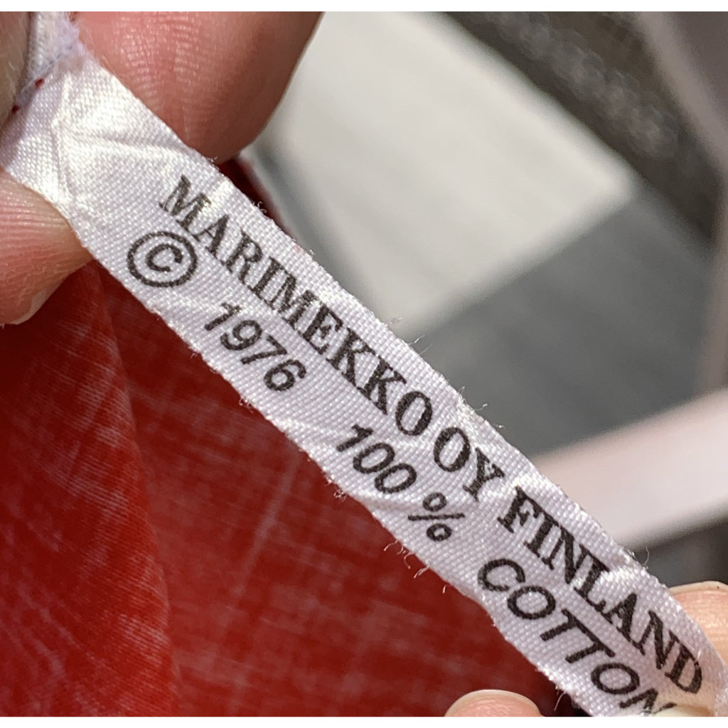 Vintage Marimekko Maxi Gown Red Black Cotton 1976 Sz M Striking marimekko The Best Vintage Clothing