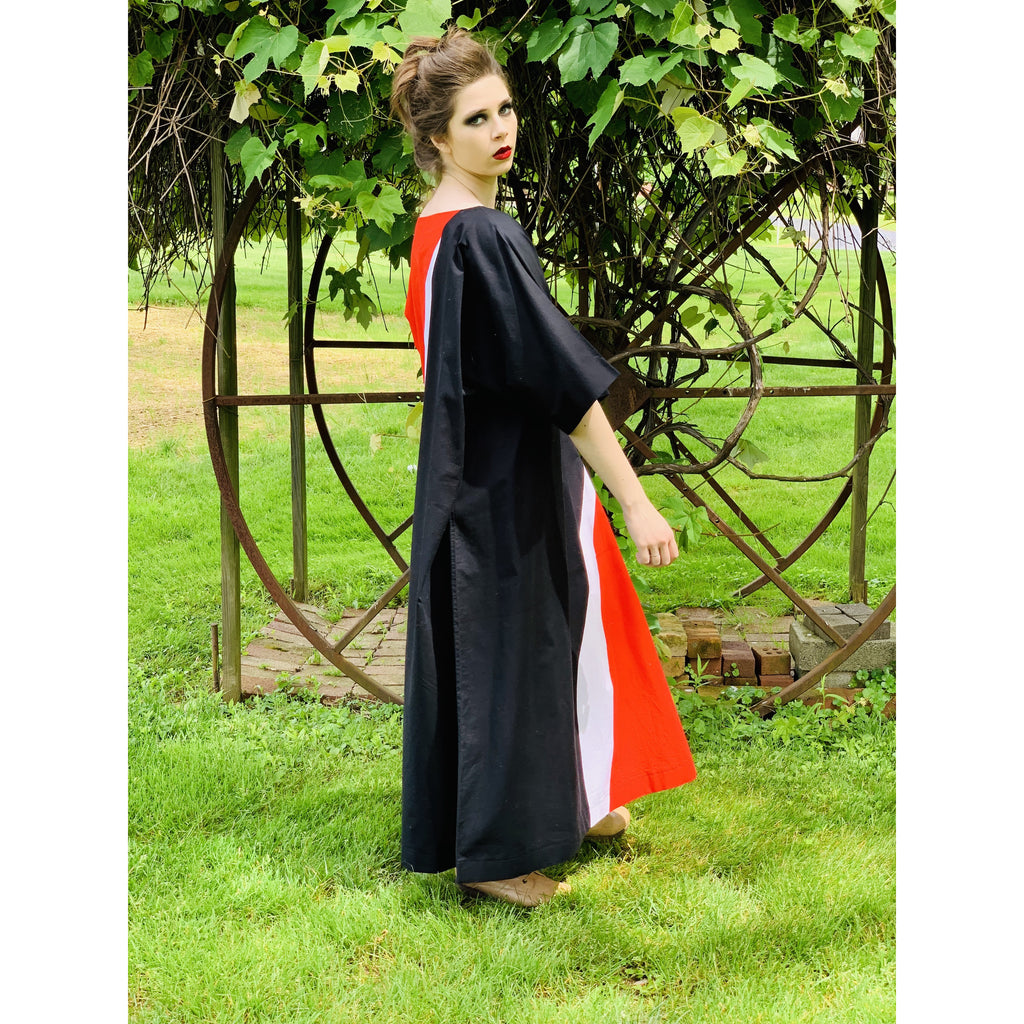 Vintage Marimekko Maxi Gown Red Black Cotton 1976 Sz M Striking marimekko The Best Vintage Clothing