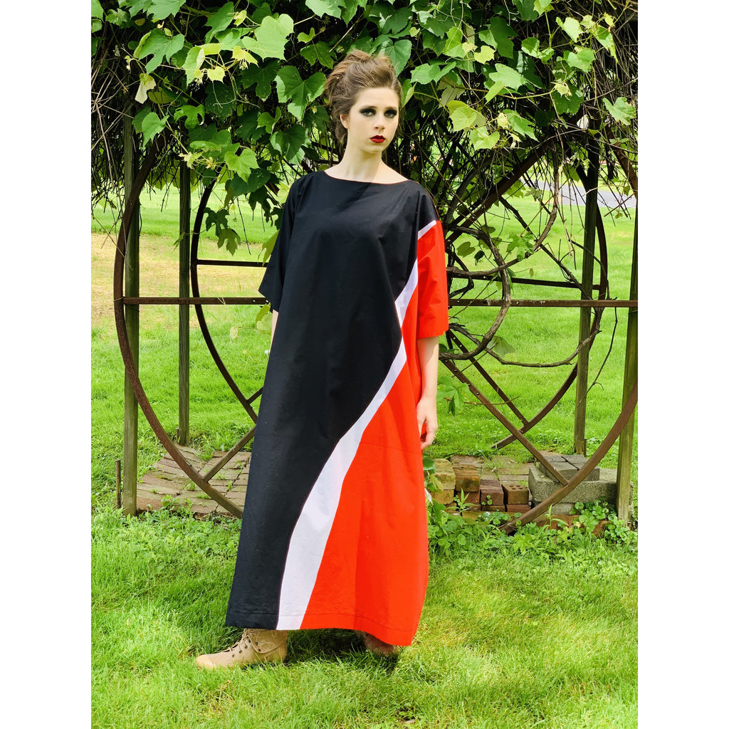 Vintage Marimekko Maxi Gown Red Black Cotton 1976 Sz M Striking marimekko The Best Vintage Clothing