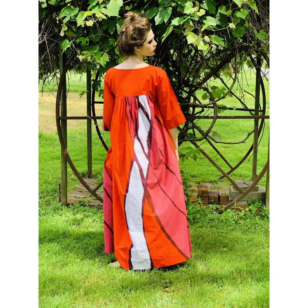 Vintage Marimekko Gown Red Pink Cotton 1970s Heavy Cotton XS Womens Dress marimekko The Best Vintage Clothing