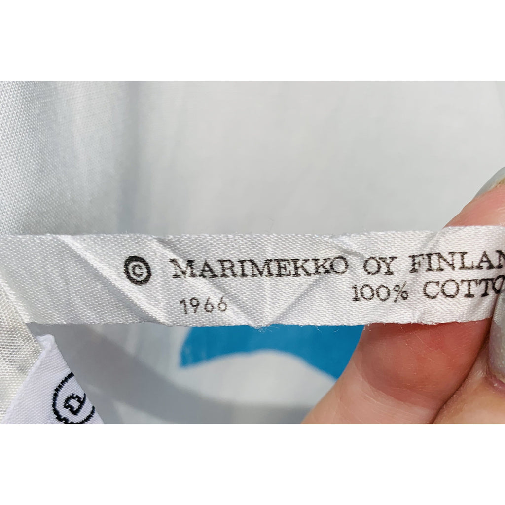 VTG 1966 RARE Marimekko Maxi Gown Turquoise Blue, White, Yellow ”Keidas” by Annika Rimala Small marimekko The Best Vintage Clothing