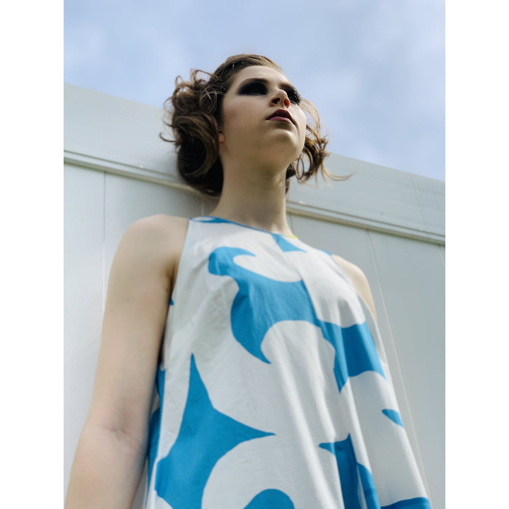 VTG 1966 RARE Marimekko Maxi Gown Turquoise Blue, White, Yellow ”Keidas” by Annika Rimala Small marimekko The Best Vintage Clothing