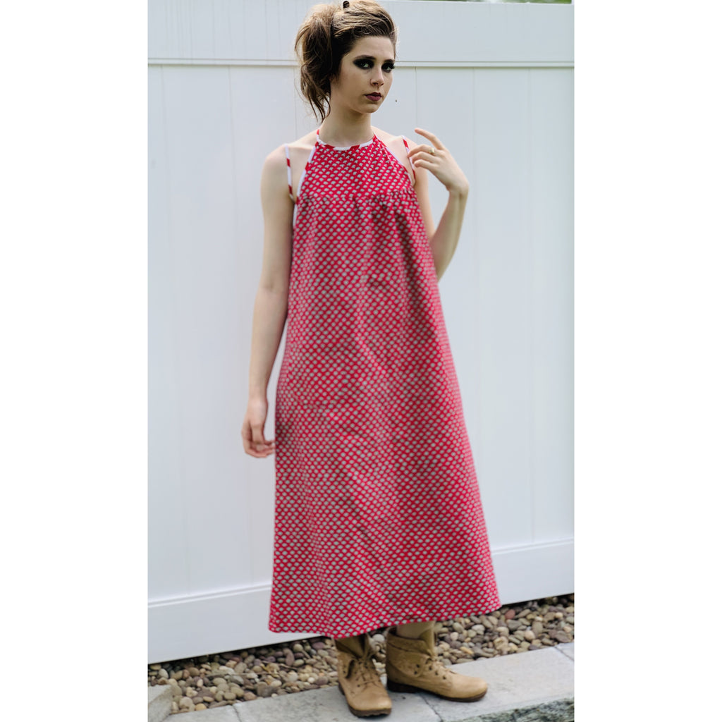 Vintage Marimekko Dress 1968 RARE S/M Halter Style Red Green Mini Print marimekko The Best Vintage Clothing