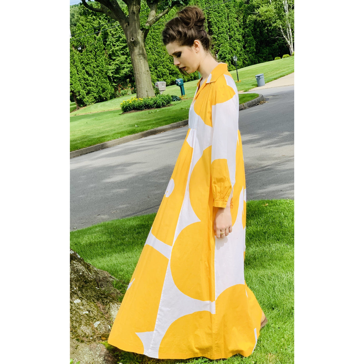 Marimekko Gown ”Jokeri” Annika Rimala Vintage 1970s Yellow White Huge ...