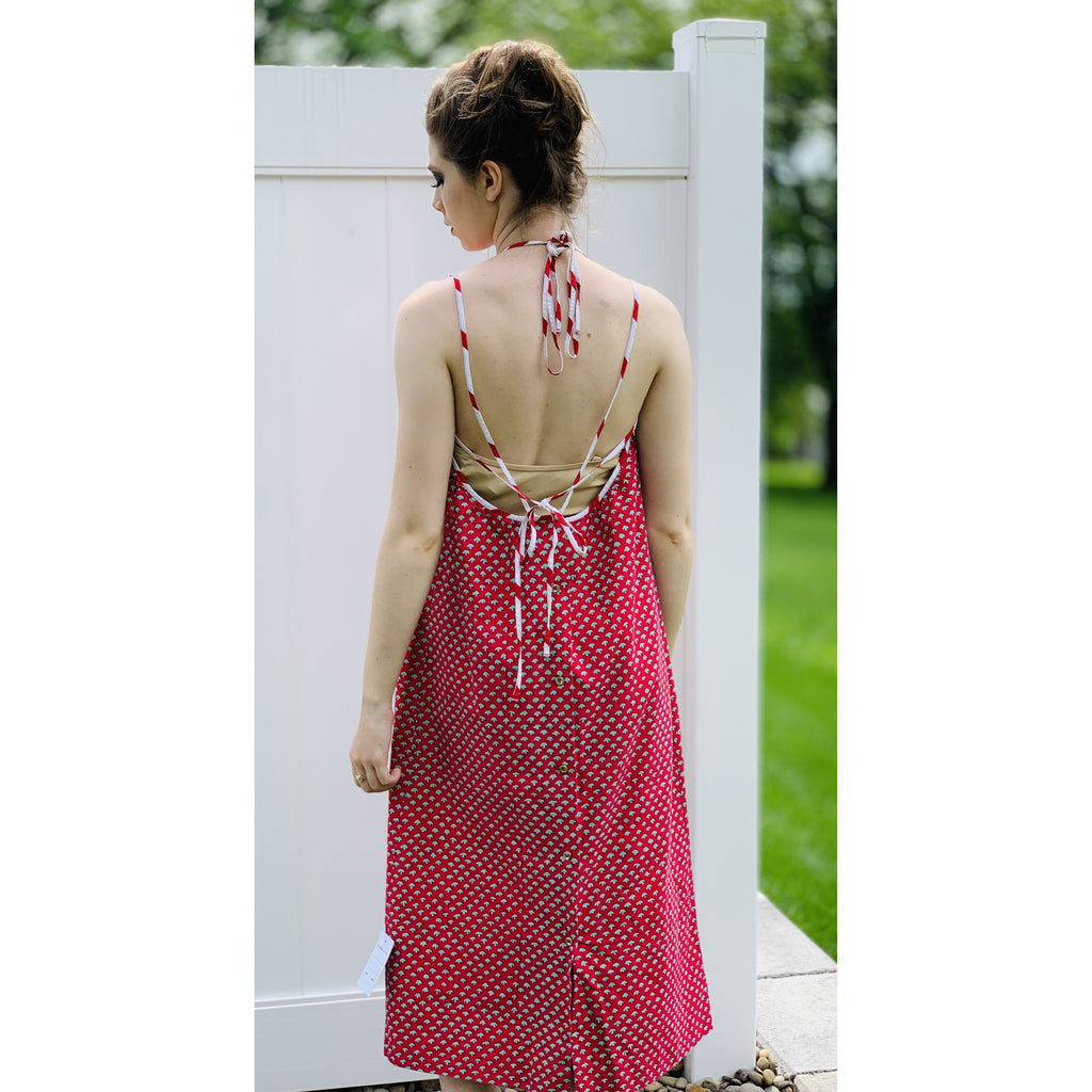 Vintage Marimekko Dress 1968 RARE S/M Halter Style Red Green Mini Print marimekko The Best Vintage Clothing